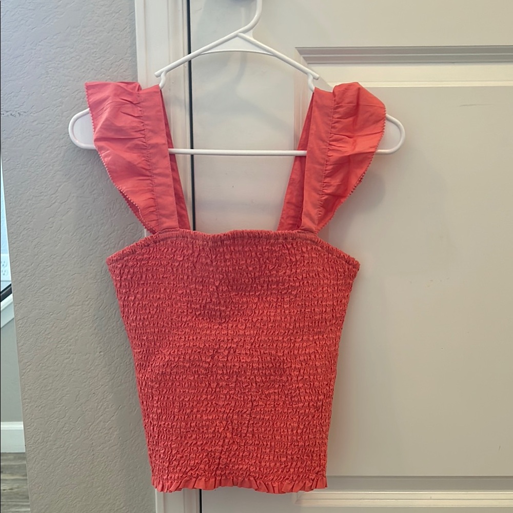 Old Navy Pink Smocked Ruffled Tank Top